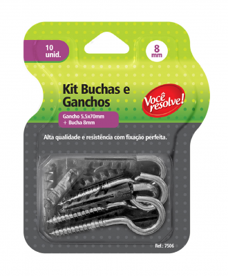 Kit Buchas + Ganchos Você Resolve – 8mm